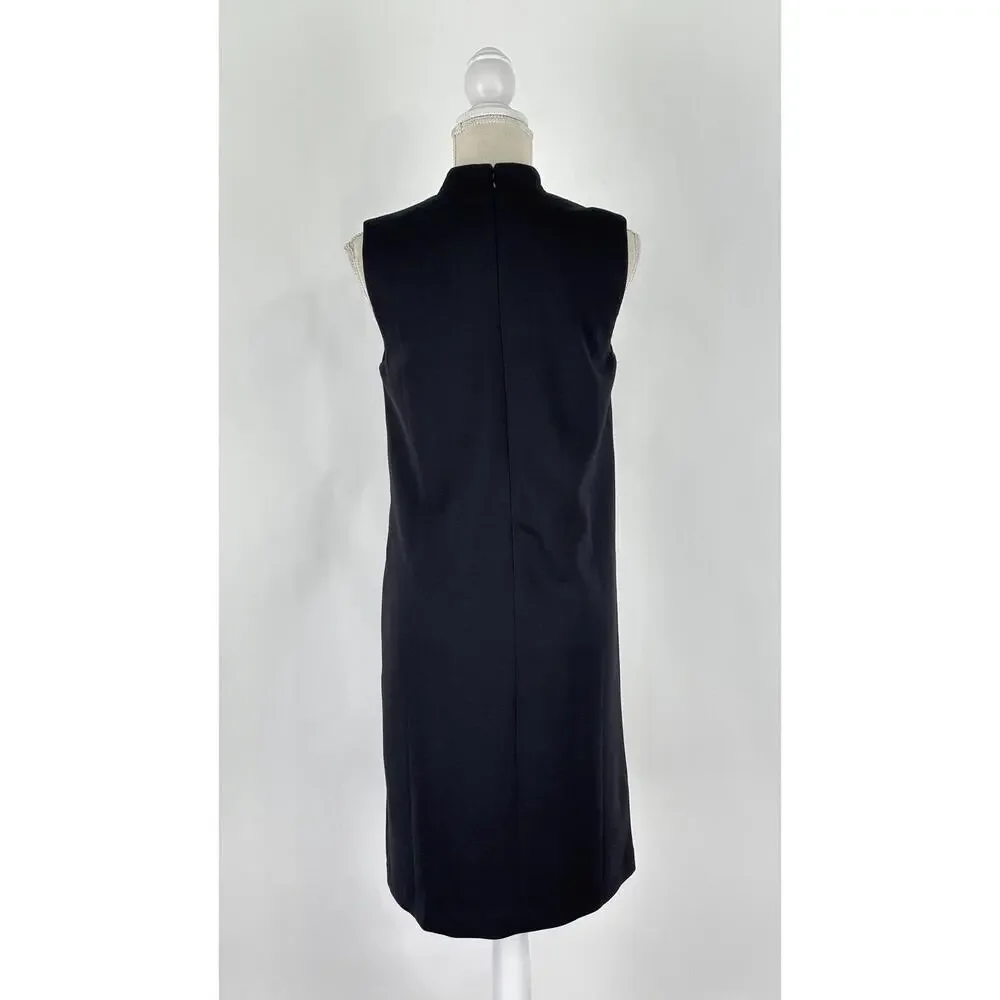 Ann Taylor Sleeveless Mock Neck Shift Dress Double Knit Black Womens Size 6 New
